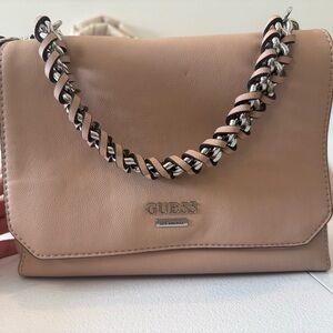 GUESS Beige Crossbody Bag with Chain Strap